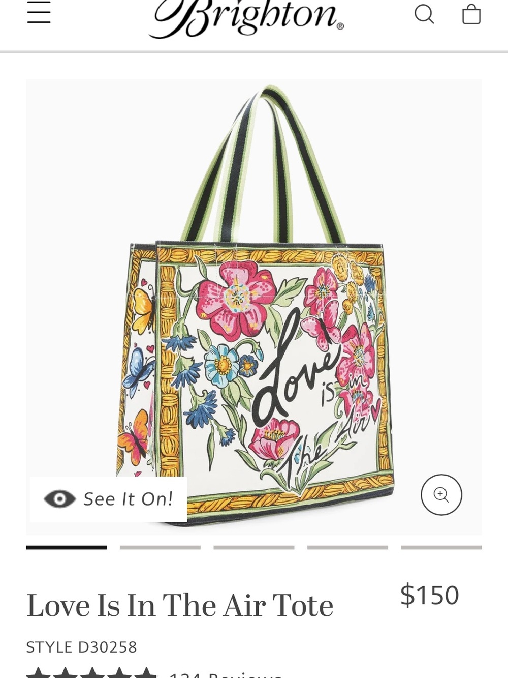 Brighton Floral 'Love is in the Air' Canvas Tote Bag - Pink & Green